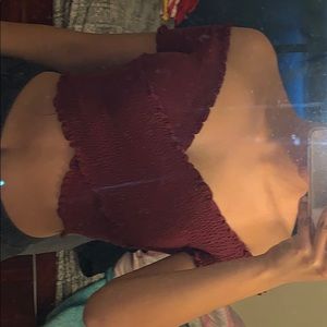 burgundy crossed shirt